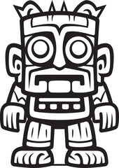 Tropical Guardian Vector Illustration of a Bold Thick Lineart Tiki Character Tribal Totem Full Body Thick Lineart Tiki Icon for Logo Design