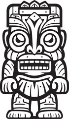 Tiki Time Vector Logo Featuring a Full Body Thick Lineart Tiki Embracing the Relaxed Pace of Island Living Tropical Twist Full Body Tiki Vector Graphic with Bold Thick Lineart Offering a Refreshing S