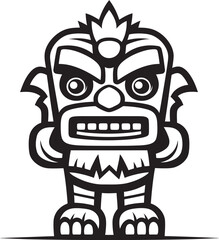 Tropical Twist Full Body Tiki Vector Graphic with Bold Thick Lineart Offering a Refreshing Spin on Island Aesthetics Tiki Treasures Iconic Design Featuring a Full Body Thick Lineart Tiki Revealing th