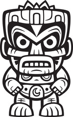 Tiki Triumph Vector Illustration of a Full Body Thick Lineart Tiki Radiating Triumph and the Resilient Spirit of Island Life Tropical Temptation Bold Tiki Character in Thick Lineart Vector Form Tempt