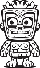 Tiki Majesty Full Body Thick Lineart Vector Logo for Island Royalty Tribal Totem Bold Tiki Character in Thick Lineart Vector Graphic