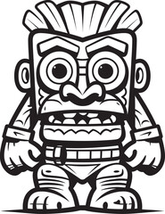 Pacific Patron Vector Logo Displaying a Full Body Thick Lineart Tiki Symbol Luau Luminary Bold Tiki Character Captured in Thick Lineart Vector Art