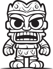 Island Intensity Full Body Tiki Illustration with Dynamic Thick Lineart Tiki Tales Vibrant Vector Logo Featuring a Full Body Thick Lineart Tiki Storyteller
