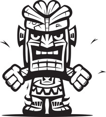 Pacific Pulse Vector Graphic Showcasing a Full Body Thick Lineart Tiki Pulse Jungle Jewel Thick Lineart Vector Icon of an Exotic Tiki Gem