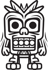 Island Inspiration Full Body Tiki Illustration with Bold Thick Lineart Accents Tiki Titan Iconic Vector Logo Featuring a Full Body Thick Lineart Tiki Legend