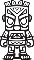 Island Inspiration Full Body Tiki Illustration with Bold Thick Lineart Accents Tiki Titan Iconic Vector Logo Featuring a Full Body Thick Lineart Tiki Legend