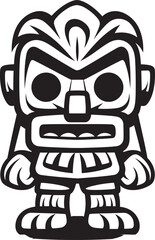Jungle Jewel Full Body Tiki Icon with Intricate Thick Lineart Patterns Tiki Treasures Vector Design Displaying a Full Body Thick Lineart Tiki Hoard