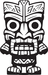 Tiki Triumph Vector Design Displaying a Full Body Thick Lineart Tiki Victory Tribal Tranquility Full Body Tiki Illustration with Calming Thick Lineart Strokes
