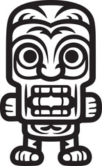 Tribal Tones Full Body Tiki Illustration with Vibrant Thick Lineart Hues Island Guardian Bold Tiki Character in Thick Lineart Vector Logo