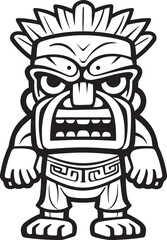Tiki Titan Iconic Vector Logo Featuring a Full Body Thick Lineart Tiki Legend Tribal Tones Full Body Tiki Illustration with Vibrant Thick Lineart Hues