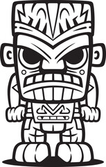 Tribal Tiki Full Body Thick Lineart Vector Icon for Island Graphics 