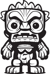 Island Icon Graphic Depiction of a Thick Lineart Tiki Character Tiki Treasure Full Body Thick Lineart Tiki Graphics for Logo Design