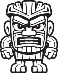 Tribal Guardian Iconic Design of a Full Body Thick Lineart Tiki Character Tiki Tribe Full Body Thick Lineart Tiki Graphics for Logo Design
