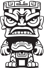 Tiki Totem Graphic Representation of a Thick Lineart Tiki Character Aloha Avatar Full Body Thick Lineart Tiki Character in Vector Form