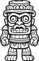 Tiki Tribe Full Body Thick Lineart Tiki Graphics for Logo Design Island Icon Vector Icon of a Bold Thick Lineart Tiki Character