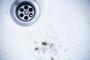 shaved hair from the intimate areas of the pubic area after shaving and depilation remaining on the...