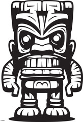 Tiki Titan Vector Illustration of a Bold Thick Lineart Tiki Character Tropical Totem Graphic Design Featuring a Full Body Thick Lineart Tiki Character
