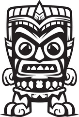 Tribal Guardian Iconic Design of a Full Body Thick Lineart Tiki Character Tiki Tribe Full Body Thick Lineart Tiki Graphics for Logo Design