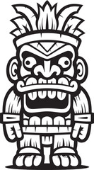Tiki Treasure Graphic Illustration of a Full Body Thick Lineart Tiki Character Aloha Avatar Full Body Thick Lineart Tiki Design for Iconography