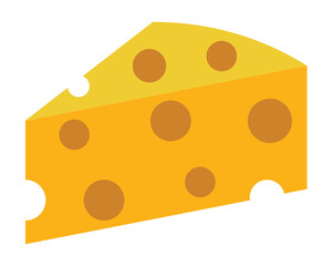 Swiss cheese or Emmental cheese flat color icon, Delicious and nutritious chunks of cheese flat vector.