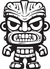 Tribal Treasure Full Body Thick Lineart Tiki Icon for Graphics Tiki Titan Vector Illustration of a Bold Thick Lineart Tiki Character