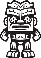 Tropical Totem Full Body Tiki Illustration with Thick Lineart Tiki Titan Iconic Vector Design of a Robust Tiki Character