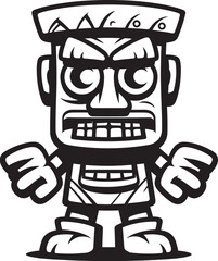 Tiki Titan Vector Illustration of a Bold Thick Lineart Tiki Character Tropical Totem Graphic Design Featuring a Full Body Thick Lineart Tiki Character