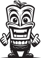 Luau Luminary Vector Illustration of a Thick Lineart Tiki Character Tribal Treasured Full Body Thick Lineart Tiki Graphics for Logo Design