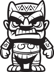 Pacific Protector Vector Logo of a Full Body Thick Lineart Tiki Luau Luminary Bold Tiki Character in Thick Lineart Vector Form