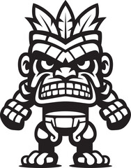 Luau Luminary Bold Tiki Character in Thick Lineart Vector Form Tribal Treasure Full Body Tiki Icon with Thick Lineart for Graphics
