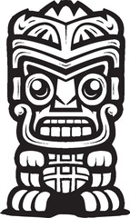 Polynesian Patron Vector Design of a Thick Lineart Tiki Character Tiki Tribe Full Body Thick Lineart Vector Logo Design