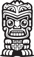 Obraz premium Polynesian Patron Vector Design of a Thick Lineart Tiki Character Tiki Tribe Full Body Thick Lineart Vector Logo Design