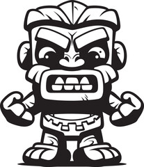 Tiki Titan Iconic Vector Design of a Robust Tiki Character Aloha Avatar Vector Graphic Featuring a Full Body Thick Lineart Tiki