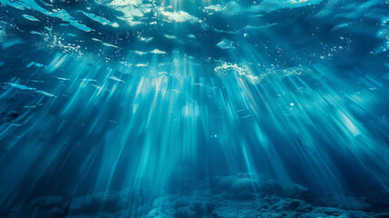 Underwater Serenity: Sunlight Piercing Through Ocean Depths