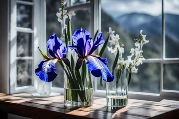 Meubelstickers Solitude in Nature's Beauty, An iris bloom © Muhammad