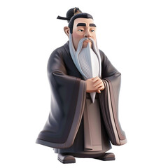 confucianism person - vector cartoon illustration isolated on white background 3d render Generative AI	 - obrazy, fototapety, plakaty