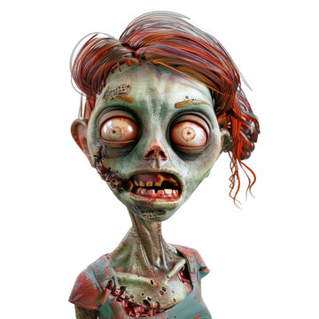 zombie woman  vector cartoon illustration isolated on white background 3d render Generative AI