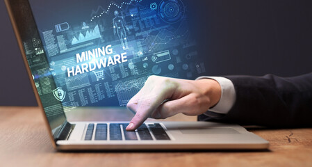 Businessman working on laptop concept