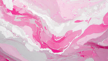 Pink white abstract fluid painting, liquid art texture. Acrylic or oil paint. Marble pattern.