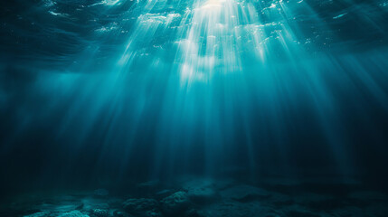 Aquatic Elegance: Deep Sea Light Rays Filtering Through Ocean Water