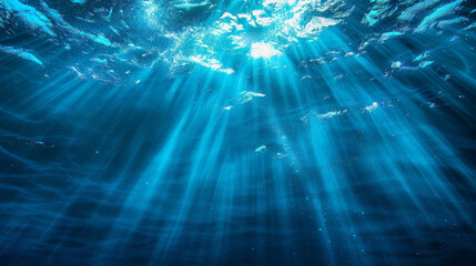 Aquatic Elegance: Deep Sea Light Rays Filtering Through Ocean Water