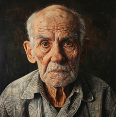 portrait of the old man, a picture of a sad old man