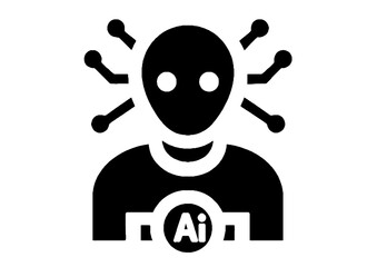 Head icon ai symbol. Ai work icon. Ai powered symbol. Machine learning icon. Isolated, transparent.