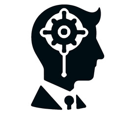 Obraz premium Head icon ai symbol. Ai work icon. Ai powered symbol. Machine learning icon. Isolated, transparent.