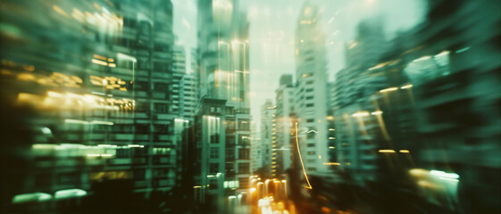 Defocused tall modern buildings background, cityscape - 764774896