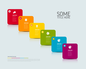 Color six elements template with square cards icons and description - 764775020