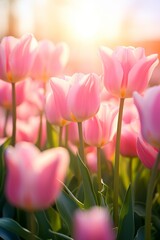 blooming tulip field Generative AI