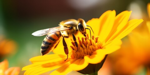 bee on a flower macro close-up Generative AI