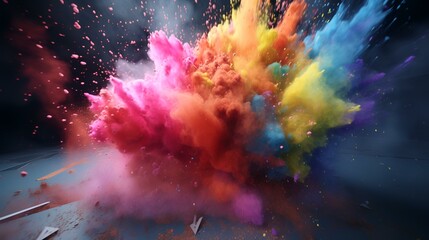 Explosion of colored powder. 3d rendering, 3d illustration.