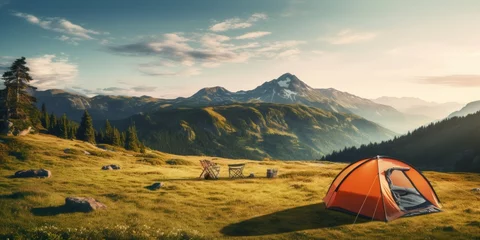 Papier Peint photo Camping tent outdoor camp Generative AI